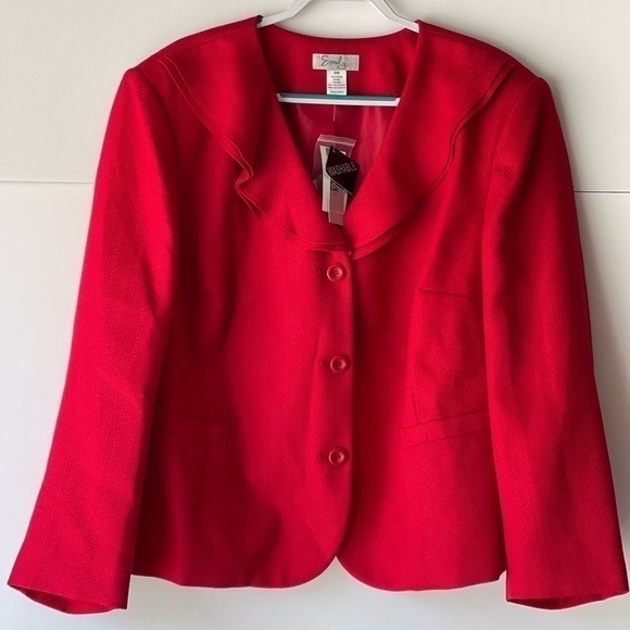 Red Suit Jacket Skirt for Women Plus Size Red Formal Dress Valentines Day, 32W - Picture 5 of 12